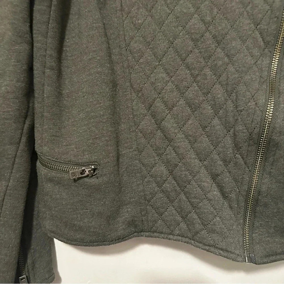 Athleta Belvedere quilted asymmetrical moto jacket grayish green size L - Picture 2 of 10